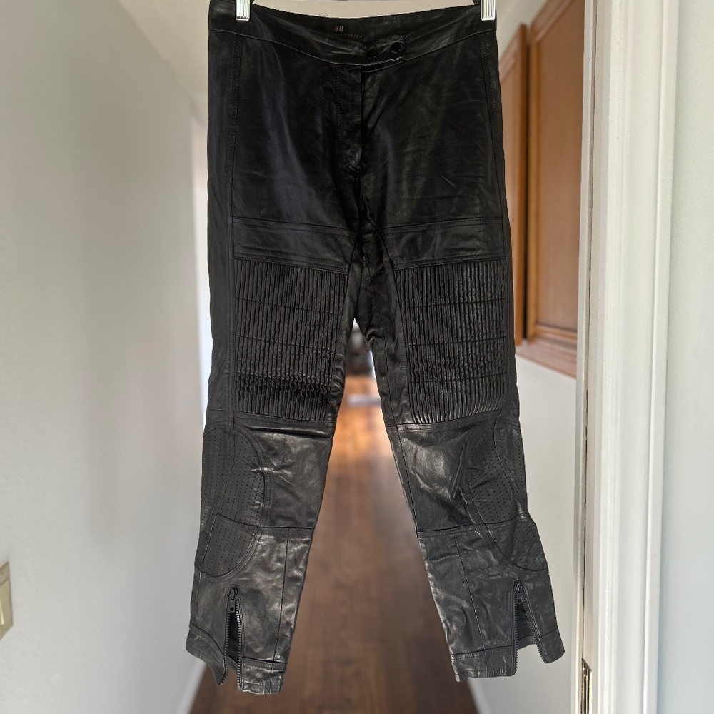 Leather moto pants